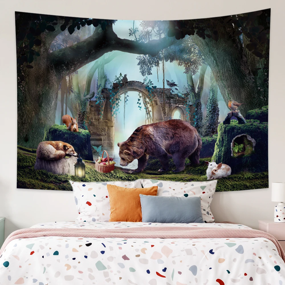 Dreamy Forest Bear Animals Tapestry Kawaii Room Decor Aesthetic Mushroom Hippie Psychedelic Kid Boho Wall Hanging Yoga Blanket
Dreamy Forest Bear Animals Tapestry Kawaii Room Decor Aesthetic Mushroom Hippie Psychedelic Kid Boho Wall Hanging Yoga Blanket