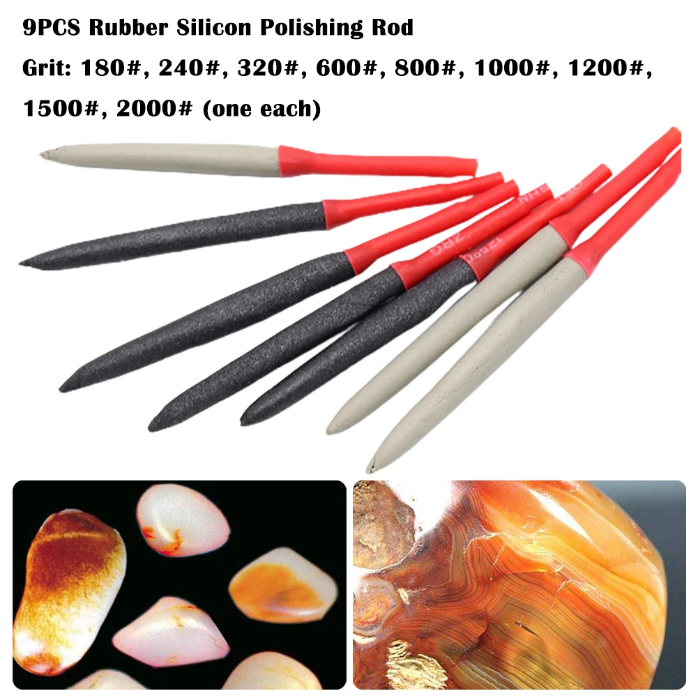 Tool Grinding Rod Grinding Head Polishing Polishing Jade Rod Rubber Rubber Silicon 2.35mm 53mm 9pcs Carborundum
Tool Grinding Rod Grinding Head Polishing Polishing Jade Rod Rubber Rubber Silicon 2.35mm 53mm 9pcs Carborundum