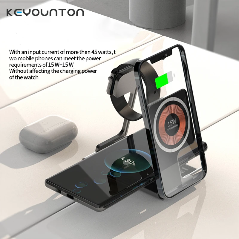 Portable 3 in 1 Foldable Wireless Charger Stand Dock for iPhone 14 13 AirPods Magnetic Fast Charging Station for Apple Watch 8 7
Portable 3 in 1 Foldable Wireless Charger Stand Dock for iPhone 14 13 AirPods Magnetic Fast Charging Station for Apple Watch 8 7