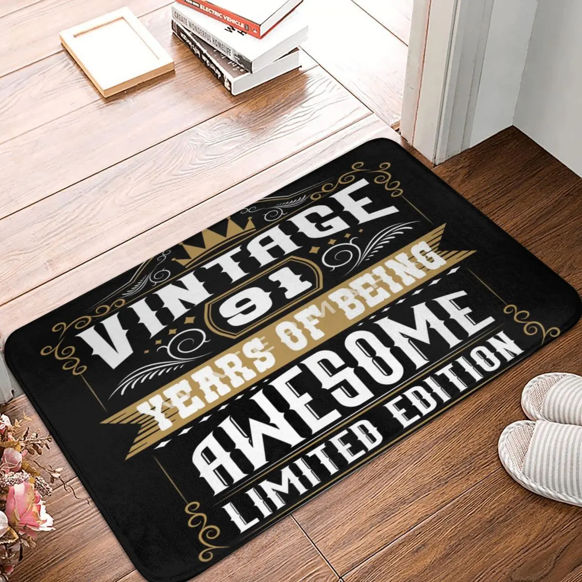 

91 Years Of Being Awesome Carpet, Polyester Floor Mats Fashionable Practical Everyday Festivle Gifts Mats Customizable