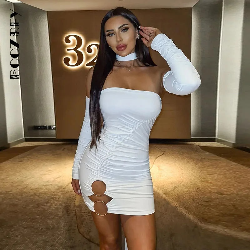 BoozRey Spring Off The Shoulder Mini Bodycon Dress Sexy Cross Halter Night Club Party Clothing Folds Backless Solid Dress Women
BoozRey Spring Off The Shoulder Mini Bodycon Dress Sexy Cross Halter Night Club Party Clothing Folds Backless Solid Dress Women