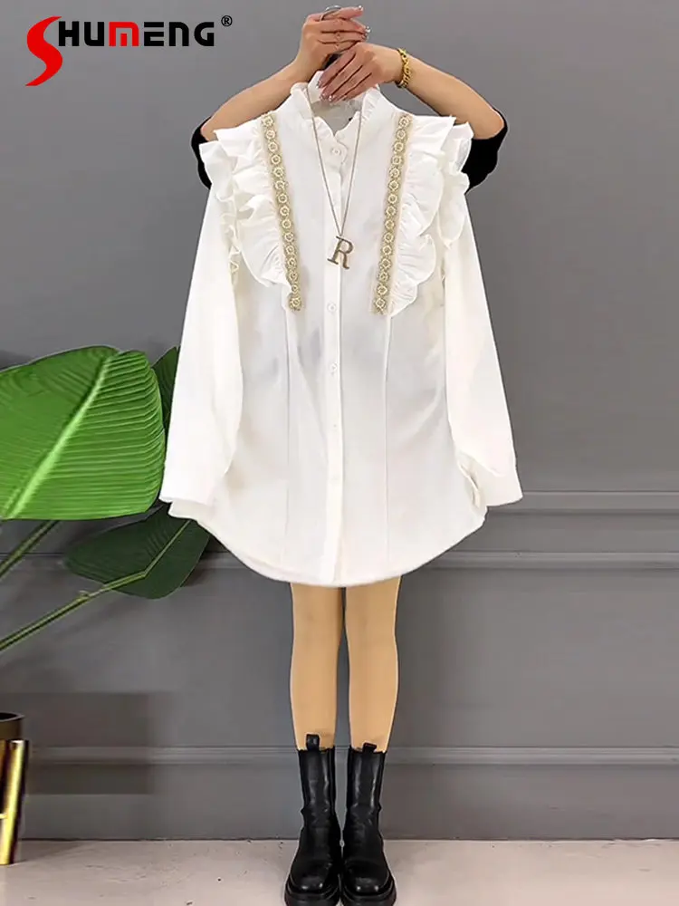 Large Size Women's Clothings 2023 Spring New Fashion Beads Ruffles Chiffon Shirt Ladies Western Style Versatile Blouses Top
Large Size Women's Clothings 2023 Spring New Fashion Beads Ruffles Chiffon Shirt Ladies Western Style Versatile Blouses Top