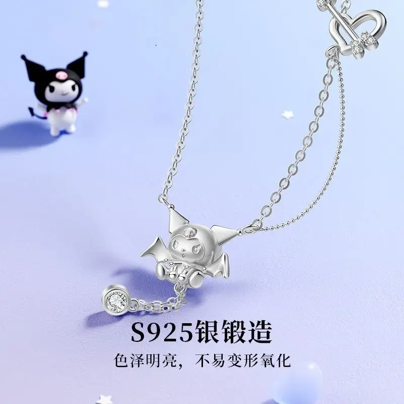 Sanrio Anime New Kuromi Sterling Silver Necklace Light Luxury Niche Design Little Devil OT Buckle Creative Birthday Gift Jewelry 
Sanrio Anime New Kuromi Sterling Silver Necklace Light Luxury Niche Design Little Devil OT Buckle Creative Birthday Gift Jewelry