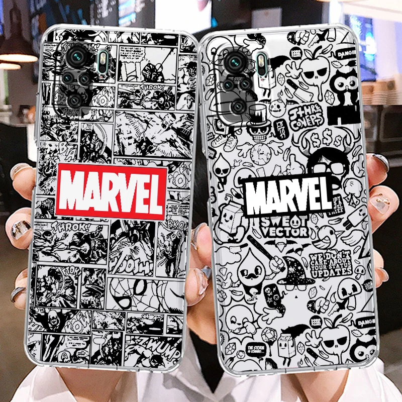 

Avengers Marvel Logo Comics Phone Case For Xiaomi Redmi K50 K40 Gaming 10 10C 9AT 9A 9C 9T 8 7A 6A 5 5G Armor Transparent Cover