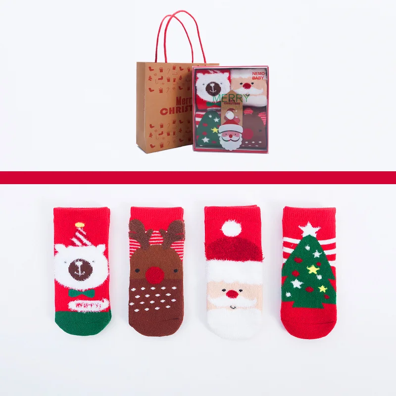 4 Pairs/lot Baby Christmas Socks Cotton Winter Thickened Plus Velvet Warm Gift Set Children Holiday Red Tube Socks 0-10 Years
4 Pairs/lot Baby Christmas Socks Cotton Winter Thickened Plus Velvet Warm Gift Set Children Holiday Red Tube Socks 0-10 Years