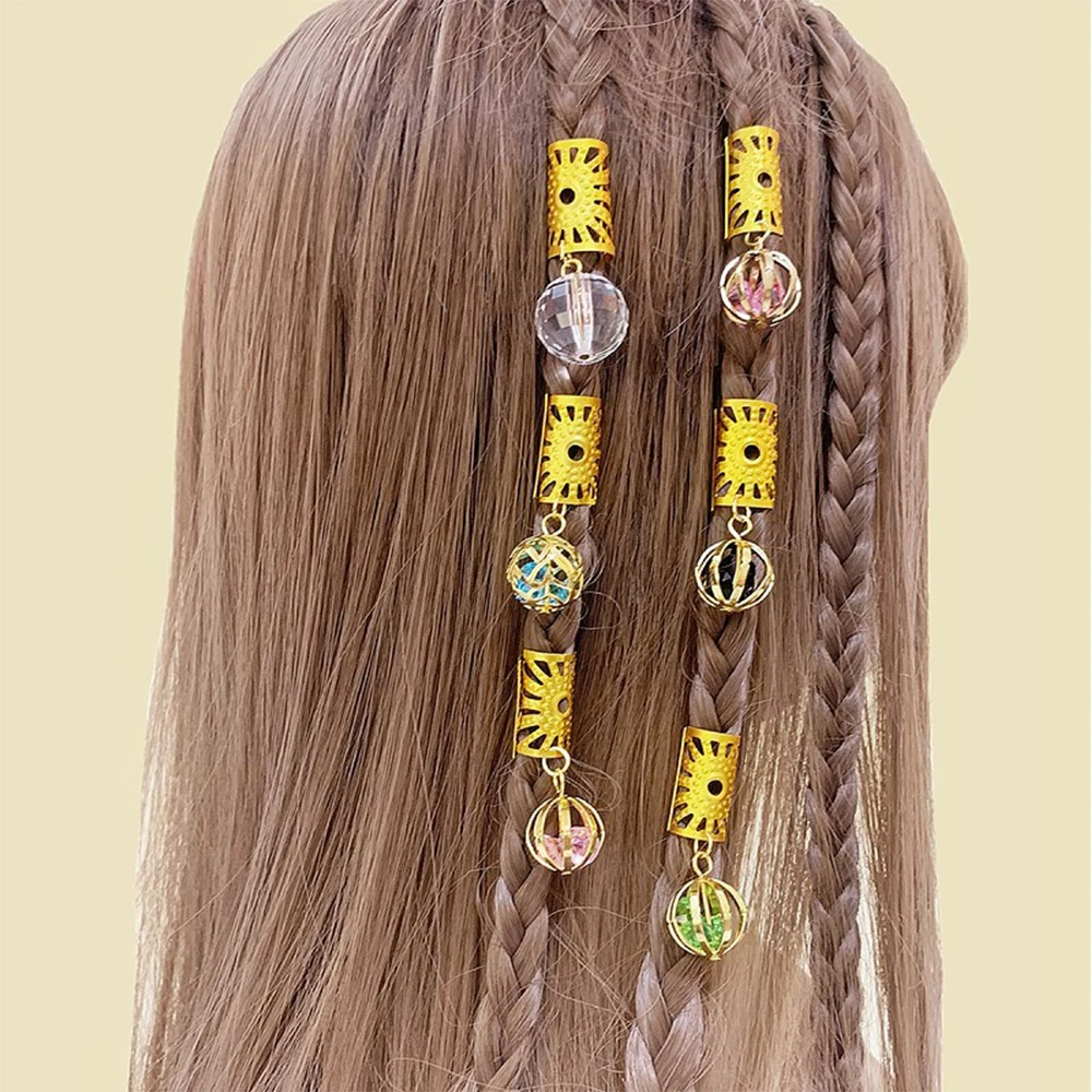 

6PCS Hair Jewelry for Braids dreadlock accessories Loc Jewelry for Hair, Hair Braid Rings Clips Beads Braiding Cuffs Charms