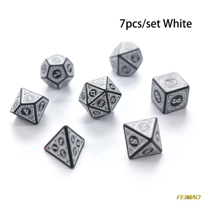 Polyhedral 7 Pcs Carved Pattern Multi-sided Digital Dice Set D4 D6 D8 D10 D% D12 D20 Table Games
Polyhedral 7 Pcs Carved Pattern Multi-sided Digital Dice Set D4 D6 D8 D10 D% D12 D20 Table Games