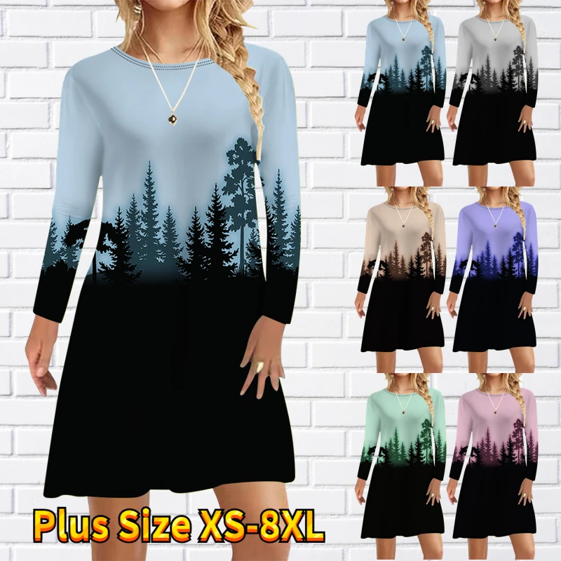 2022 Autumn Winter Women Landscape Printing Knee Length Skirt Round Neck Vintage Dress Long Sleeve Skirt Elegance Midi Skirt
2022 Autumn Winter Women Landscape Printing Knee Length Skirt Round Neck Vintage Dress Long Sleeve Skirt Elegance Midi Skirt