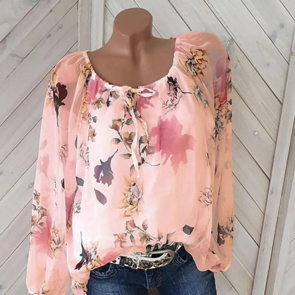O-neck Drawstring Collar Long Sleeve Women Shirt Fashionable Print Casual Chiffon Shirt All-Match See-through Casual Shirt
O-neck Drawstring Collar Long Sleeve Women Shirt Fashionable Print Casual Chiffon Shirt All-Match See-through Casual Shirt
