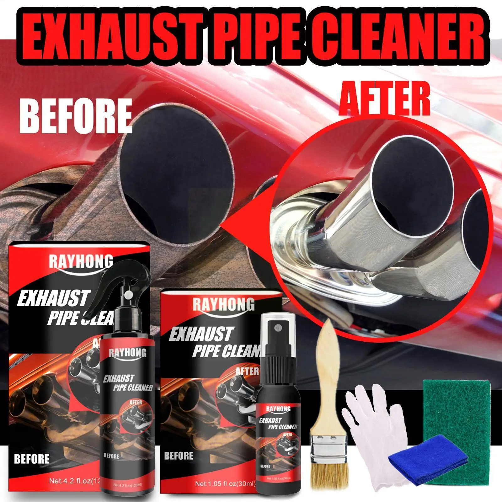 30ml Car Exhaust Pipe Cleaner Kit Rust Remover Multi-Purpose Metal Pipe Derusting Spray for Car Motorcycle Maintenance J9C3 
30ml Car Exhaust Pipe Cleaner Kit Rust Remover Multi-Purpose Metal Pipe Derusting Spray for Car Motorcycle Maintenance J9C3