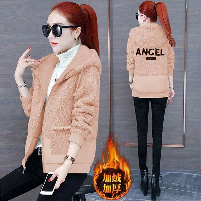 Women's Sweatshirt Ladies Tops Large Size Plus Velet Hooded Cardigan Fashion Zipper Pocket Words Winter Loose Style Tenafeicc
Women's Sweatshirt Ladies Tops Large Size Plus Velet Hooded Cardigan Fashion Zipper Pocket Words Winter Loose Style Tenafeicc