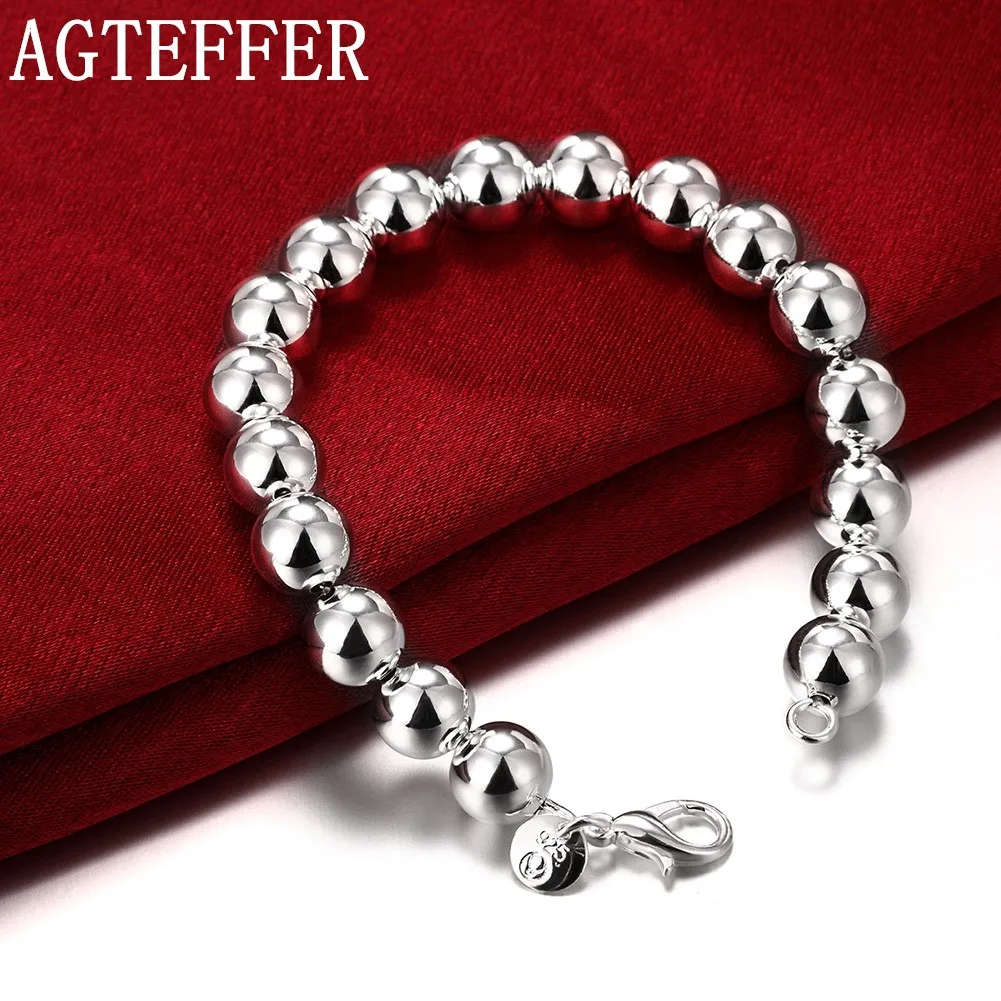 AGTEFFER 925 Sterling Silver 10mm Hollow Ball Beads Chain Bracelet For Woman Charm Wedding Engagement Fashion Party Jewelry
AGTEFFER 925 Sterling Silver 10mm Hollow Ball Beads Chain Bracelet For Woman Charm Wedding Engagement Fashion Party Jewelry