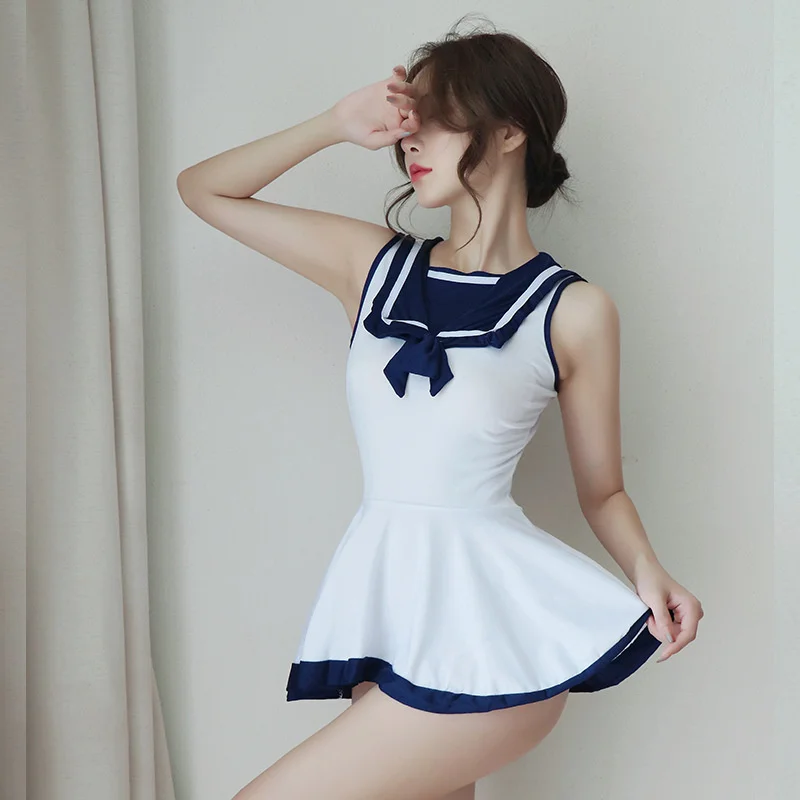 Sexy Pure Cute Student Maid Sailor Cosplay Costume Uniform Allure Blue Bowknot Collar Onepiece Dress Mini Skirt Erotic Lingerie
Sexy Pure Cute Student Maid Sailor Cosplay Costume Uniform Allure Blue Bowknot Collar Onepiece Dress Mini Skirt Erotic Lingerie