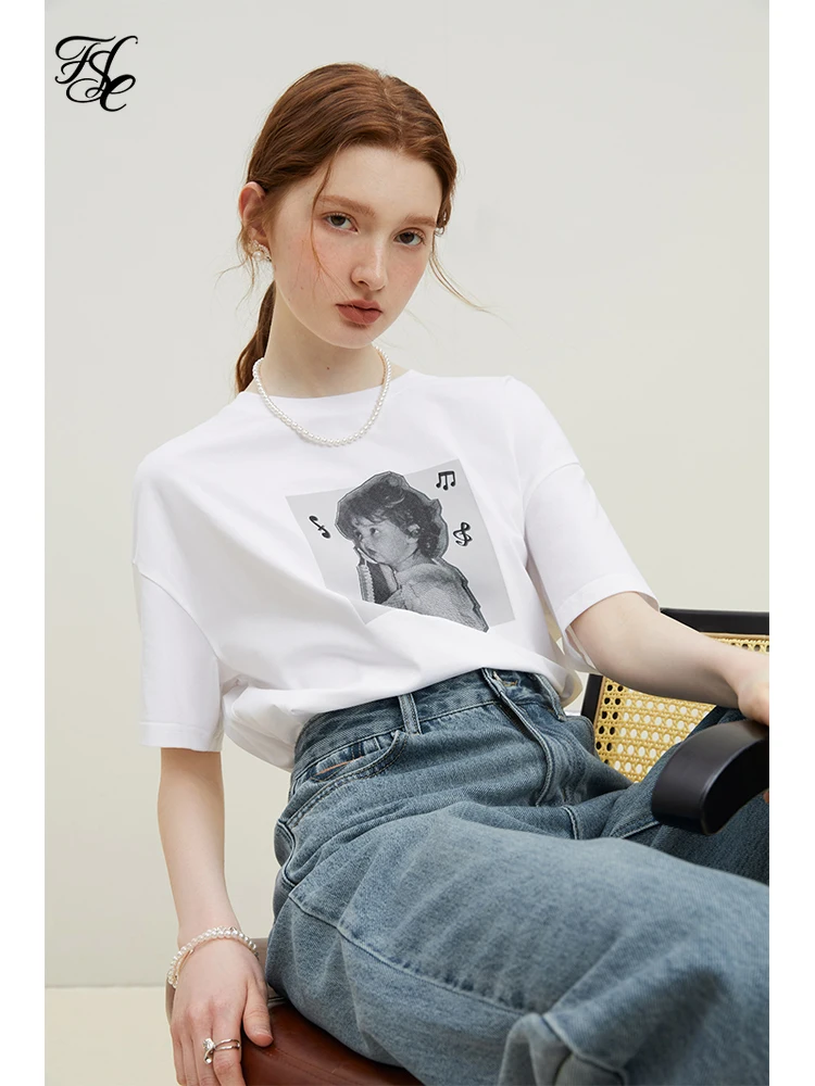 FSLE Round Neck Drop Sleeve Women Loose 2023 Summer T-Shirts Cure Print Design Women White Tees Cotton Female Solid T-Shirt
FSLE Round Neck Drop Sleeve Women Loose 2023 Summer T-Shirts Cure Print Design Women White Tees Cotton Female Solid T-Shirt