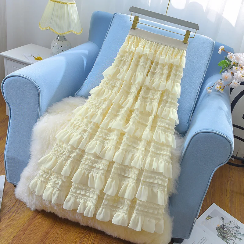 Korean Style Apricot Chiffon Skirt Women New 2022 Fashionable All-Match High Waist Long Cake Layered Skirts Faldas Largas
Korean Style Apricot Chiffon Skirt Women New 2022 Fashionable All-Match High Waist Long Cake Layered Skirts Faldas Largas