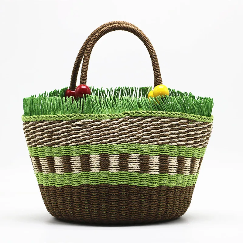 Wooden Beading Handle Handbags and Purses Tassel Straw Bags for Women 2023 Fashion Paper Rope Basket Bag Striped Shoulder Bag
Wooden Beading Handle Handbags and Purses Tassel Straw Bags for Women 2023 Fashion Paper Rope Basket Bag Striped Shoulder Bag