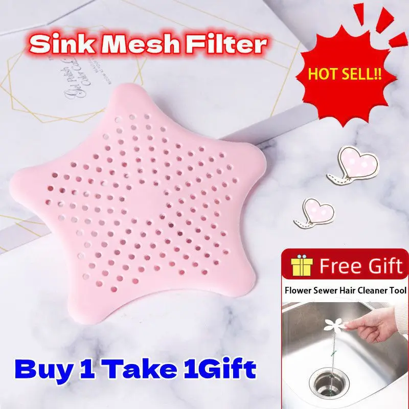 

5 Colors Pentagram Silicone Five-pointed Star Drain Plug Kitchen Sink Mesh Filter Bath Shower Cover Drain Strainer Hair Stopper