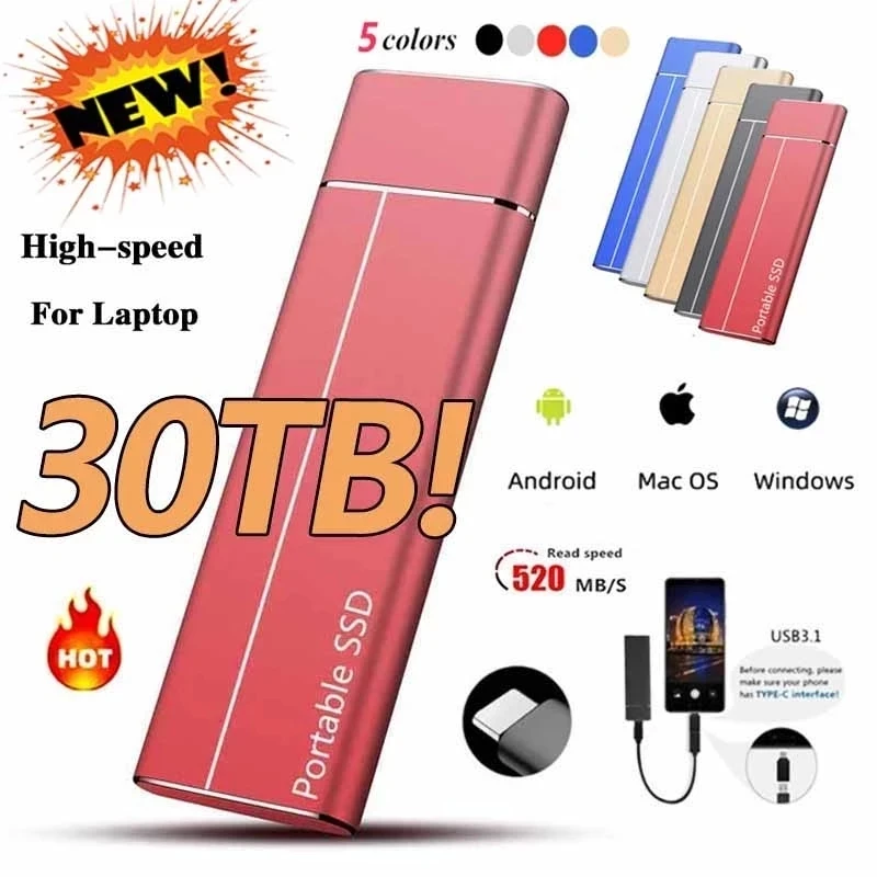 Original High-speed Portable SSD 64TB 2TB 500GB External Hard Drive Mass Storage USB 3.0 Interface for Laptops Computer Notebook
Original High-speed Portable SSD 64TB 2TB 500GB External Hard Drive Mass Storage USB 3.0 Interface for Laptops Computer Notebook