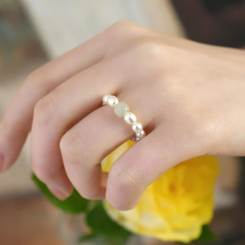 Natural Freshwater Pearl Nephrite Ring for Women Birthday Gifts Fashion Jewelry 
Natural Freshwater Pearl Nephrite Ring for Women Birthday Gifts Fashion Jewelry