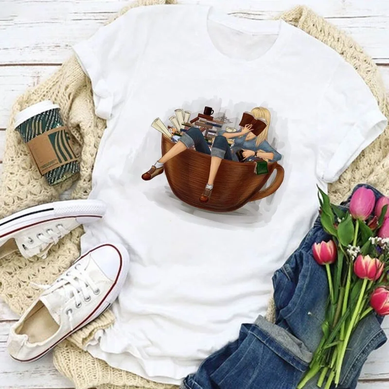 Women's T-shirts Graphic T-shirt Women Cartoon Basic Print Simple Aesthetic Tops Casual Tee Summer Fashion Coffee Cup Pattern
Women's T-shirts Graphic T-shirt Women Cartoon Basic Print Simple Aesthetic Tops Casual Tee Summer Fashion Coffee Cup Pattern
