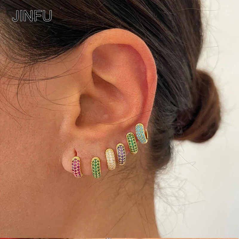JINFU Copper Gold Plated Hoop Earrings For Women Multicolor CZ Zircon Piercing Women's Hoop Earrings 2022 Jewelry Wholesale
JINFU Copper Gold Plated Hoop Earrings For Women Multicolor CZ Zircon Piercing Women's Hoop Earrings 2022 Jewelry Wholesale