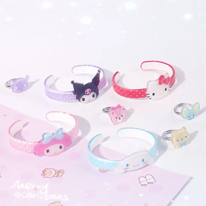 Cartoon Sanrioed Kuromi Mymelody Kawaii Bracelet Girly Heart Cinnamoroll Acrylic Adjustable Bracelet Ring Set Holiday Small Gift 
Cartoon Sanrioed Kuromi Mymelody Kawaii Bracelet Girly Heart Cinnamoroll Acrylic Adjustable Bracelet Ring Set Holiday Small Gift