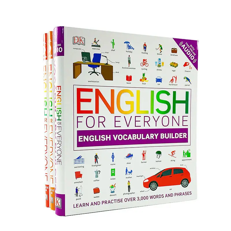 

DK English For Everyone COURSE BOOK Level 1&2 Vocabulary Builder Grammar Explanations,Practice Exercises Kids Learning 3 Books
