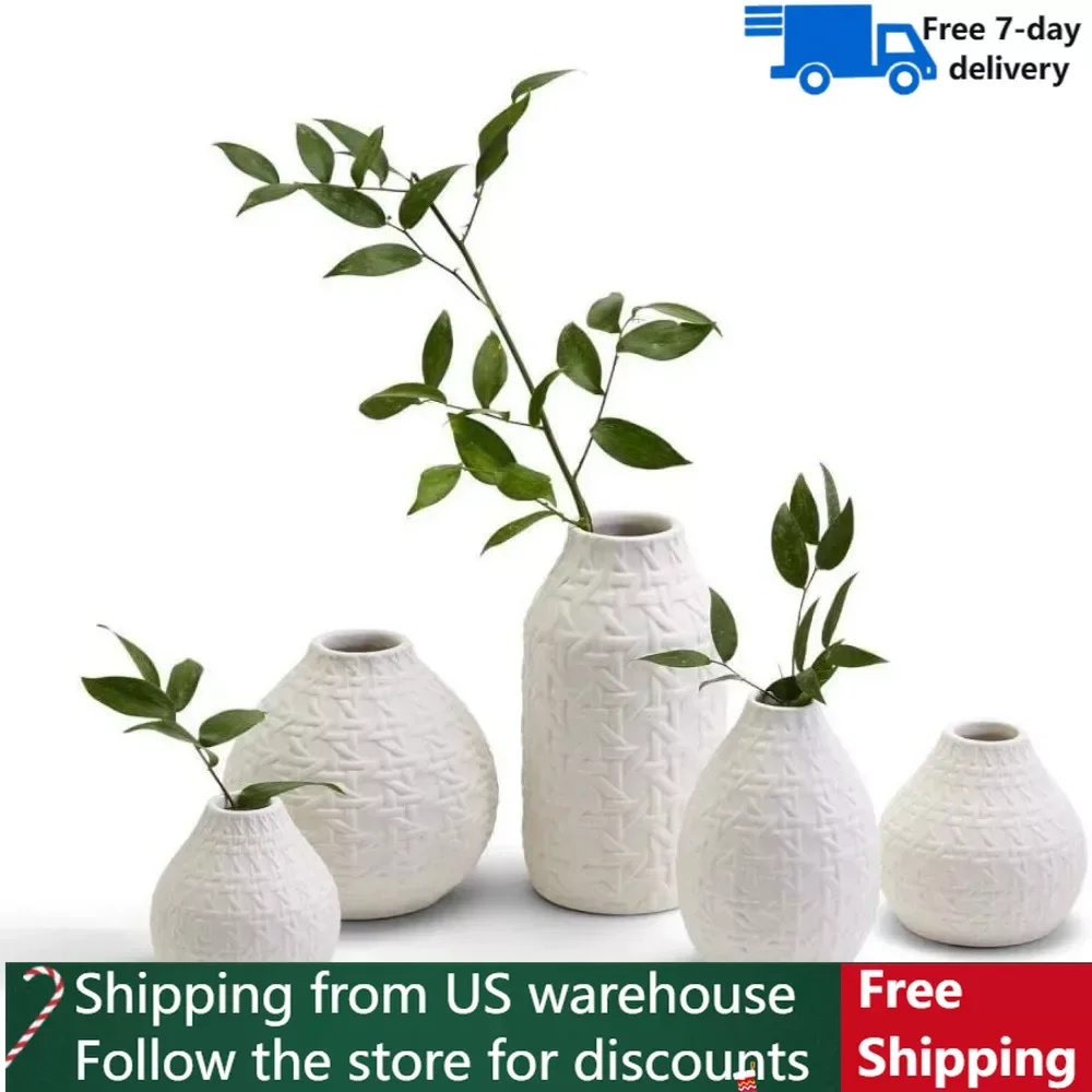 Two's Company Set of 5 Embossed Cane Webbing Pattern Vases
Two's Company Set of 5 Embossed Cane Webbing Pattern Vases