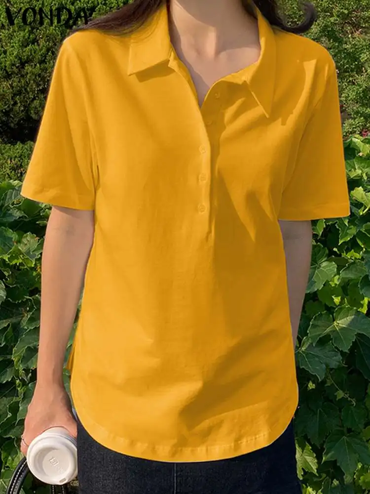 VONDA Women Tunic Tops 2023 Summer Short Sleeve Lapel Solid Color Shirts Buttons Fashion Blouses Casual Loose Blusas Femininas
VONDA Women Tunic Tops 2023 Summer Short Sleeve Lapel Solid Color Shirts Buttons Fashion Blouses Casual Loose Blusas Femininas