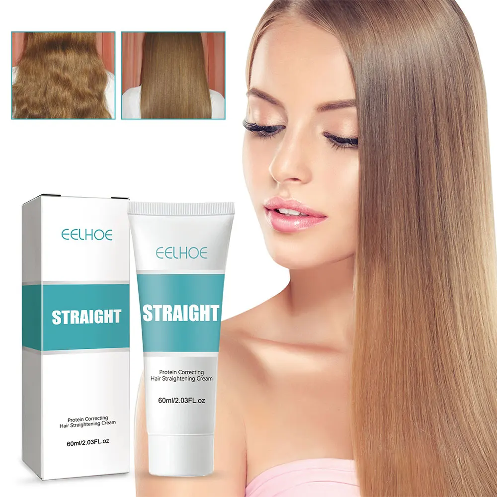 

Keratin Hair Straightening Cream 60ml Silk & Gloss Hair Straightening Cream Faster Smoothing Curly Hair Care Protein Correction