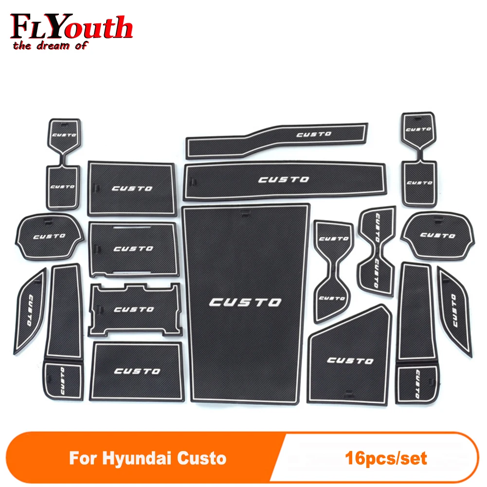 

For Hyundai Custo 18pcs/set Car Door Groove Mat Auto Anti-Slip Cup Mat Non Slip Door Gate Pad Car Accessories