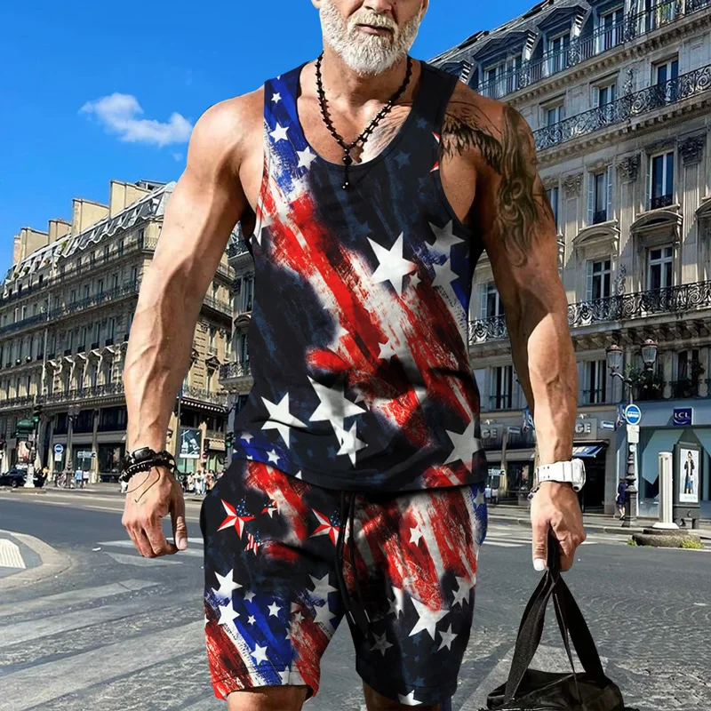 2022 Summer Men's Tank Top T-shirt Shorts American Flag 3D Print Casual Outdoor Gym Tracksuit Vest Jogging Fashion 2 Piece Set
2022 Summer Men's Tank Top T-shirt Shorts American Flag 3D Print Casual Outdoor Gym Tracksuit Vest Jogging Fashion 2 Piece Set