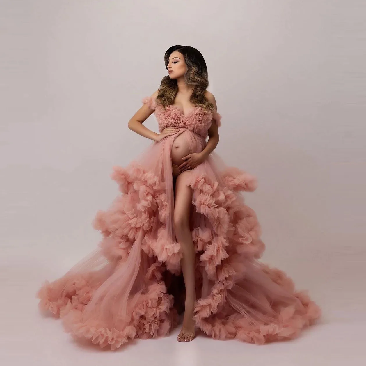 Fairy Blush Pink Ruffles Tulle Long Red Maternity Dresses To Photoshoot Ruffles Tiered Puffy Pregnant Woman Dress Long Robe
Fairy Blush Pink Ruffles Tulle Long Red Maternity Dresses To Photoshoot Ruffles Tiered Puffy Pregnant Woman Dress Long Robe