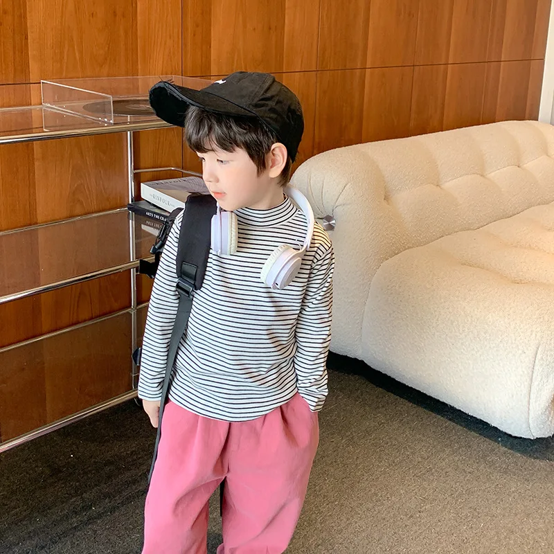 Осенне-зимние детские футболки с высоким воротником, утепленные эластичные топы для мальчиков и девочек 
Осенне-зимние детские футболки с высоким воротником, утепленные эластичные топы для мальчиков и девочек