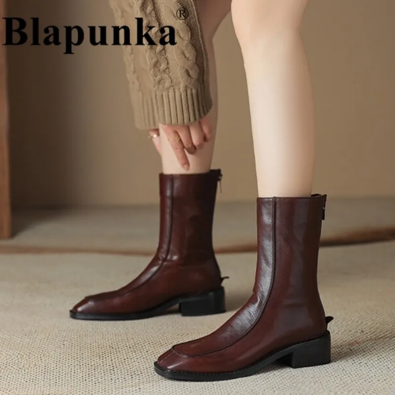 Blapunka Natural Leather Ankle Boots Women High Quality Square Toe Boots Retro Handmade Zipper Designer Luxury Ladies Shoe 34-40
Blapunka Natural Leather Ankle Boots Women High Quality Square Toe Boots Retro Handmade Zipper Designer Luxury Ladies Shoe 34-40