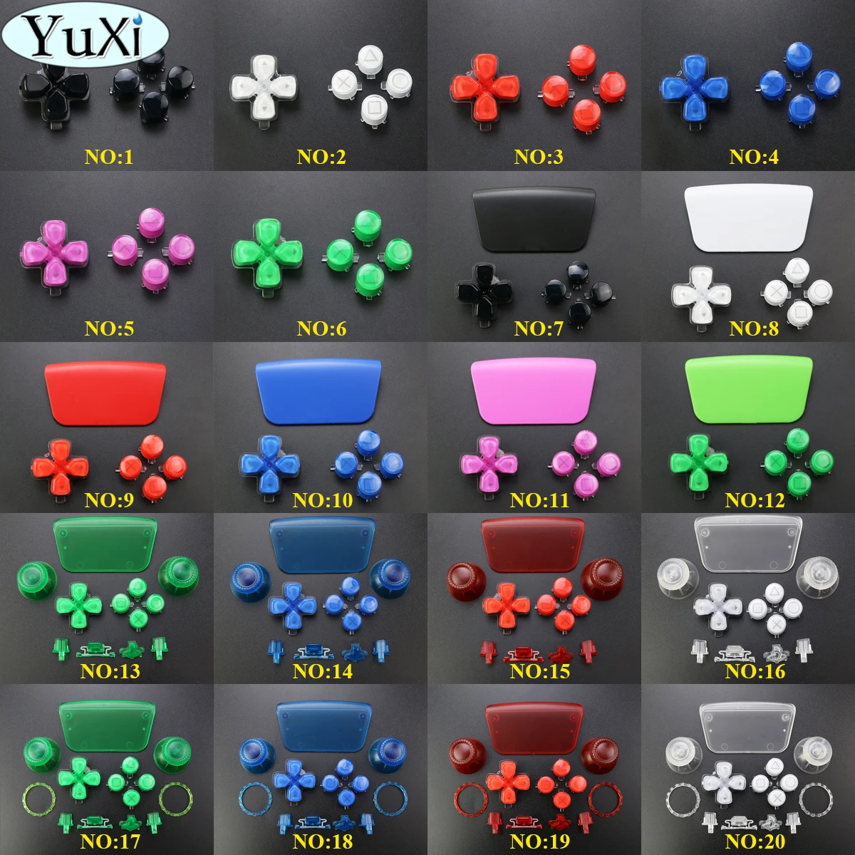 YuXi Replacement Plastic Crystal Buttons L1 R1 L2 R2 ABXY D Pad Driection Key Kit & Accent Ring For PS5 Controller
YuXi Replacement Plastic Crystal Buttons L1 R1 L2 R2 ABXY D Pad Driection Key Kit & Accent Ring For PS5 Controller