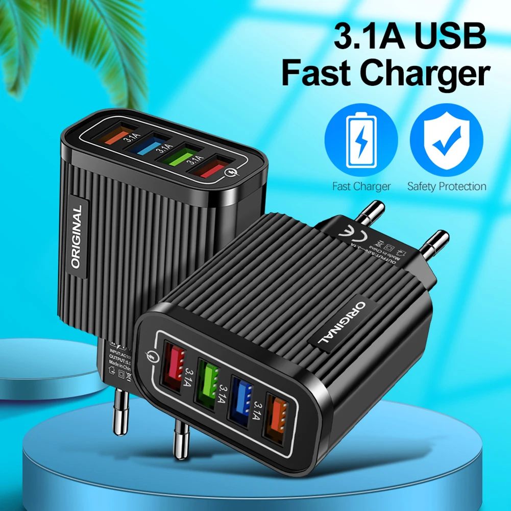 Tablet Portable Wall Mobile Charger Portable Travel 4 Port USB Wall Charger Phone Tablet 3.1A Power Charging Adapter
Tablet Portable Wall Mobile Charger Portable Travel 4 Port USB Wall Charger Phone Tablet 3.1A Power Charging Adapter