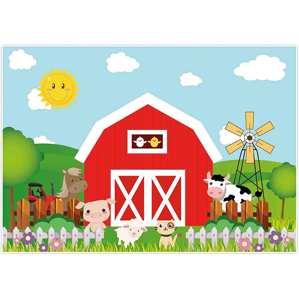Cartoon Farm Animals Photography Backdrop Red Barn Barnyard Baby Shower kids Birthday Party Banner Decoration Photo Background
Cartoon Farm Animals Photography Backdrop Red Barn Barnyard Baby Shower kids Birthday Party Banner Decoration Photo Background