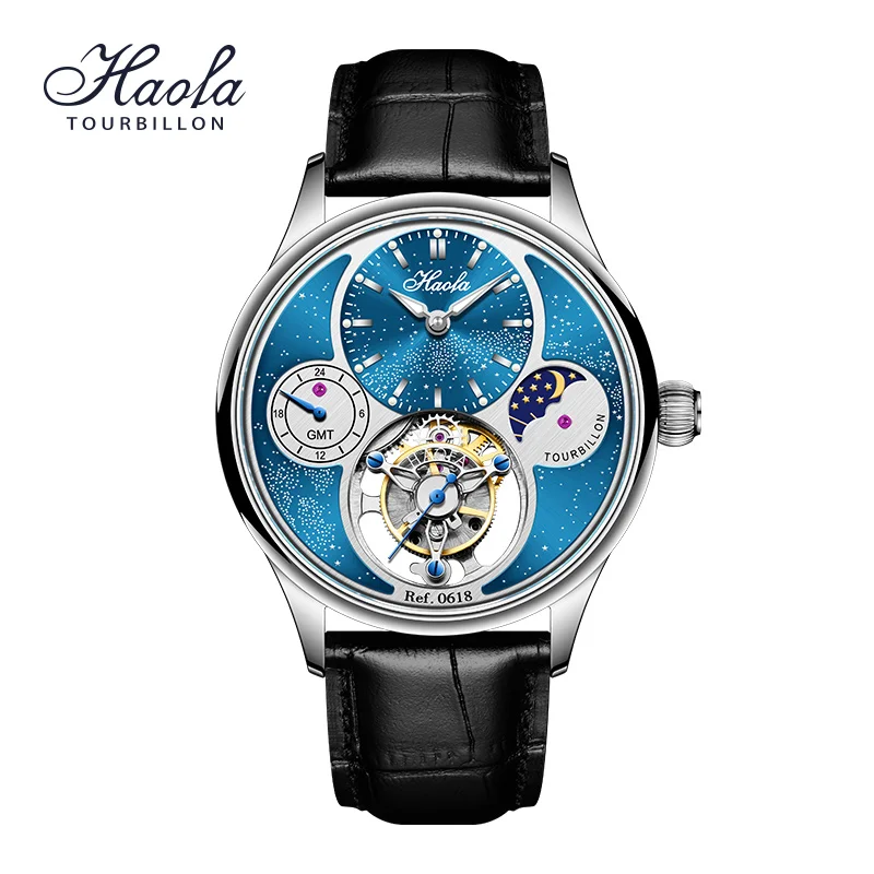 Haofa Skeleton Tourbillon Watch Men Luxury GMT Starry Moon Phase Manual Mechanical Wristwatches Casual Business Waterproof 0618
Haofa Skeleton Tourbillon Watch Men Luxury GMT Starry Moon Phase Manual Mechanical Wristwatches Casual Business Waterproof 0618