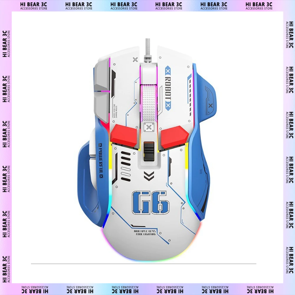 

Игровая мышь G6 в стиле Mecha, эргономичная Бесшумная проводная мышь RGB с низкой задержкой FPS, компьютерная геймерская мышь, офисные аксессуары для ноутбука, подарки