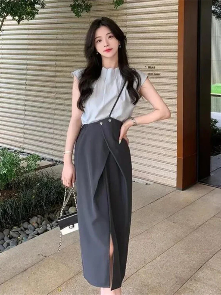 2023 Fashion Dress Sets Women's Summer Korean Short Sleeve Solid Shirt Top +High Waist Half Skirt Two Piece Set
2023 Fashion Dress Sets Women's Summer Korean Short Sleeve Solid Shirt Top +High Waist Half Skirt Two Piece Set