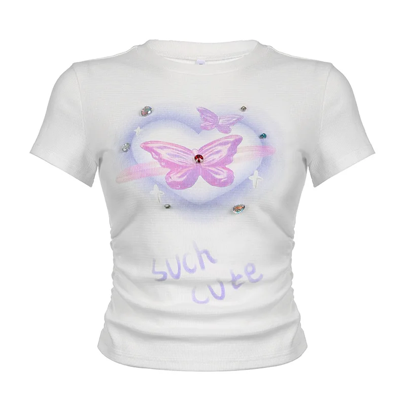 Butterfly Print Y2k T Shirt Women Casual Top Americal Retro Short Sleeve Tees Korean Graphic Slim Summer Tshirts 2000s Clothes
Butterfly Print Y2k T Shirt Women Casual Top Americal Retro Short Sleeve Tees Korean Graphic Slim Summer Tshirts 2000s Clothes