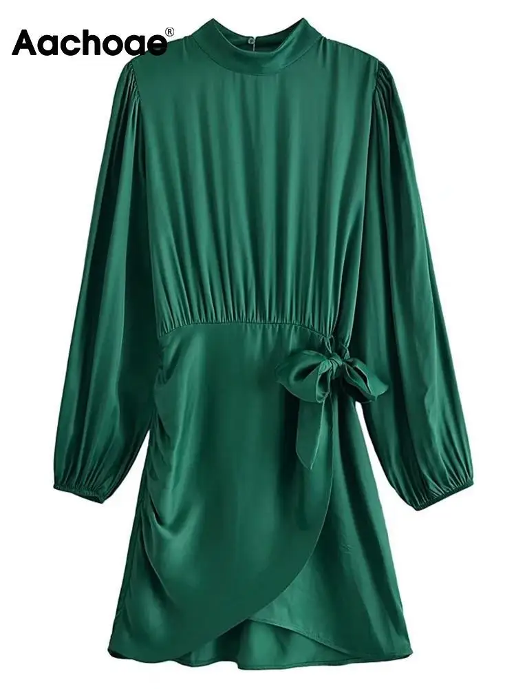 Aachoae Women Chic Half High Collar Long Sleeve Mini Dress Elegant Solid A Line Dress With Side Bow Knot Ladies Office Dress
Aachoae Women Chic Half High Collar Long Sleeve Mini Dress Elegant Solid A Line Dress With Side Bow Knot Ladies Office Dress
