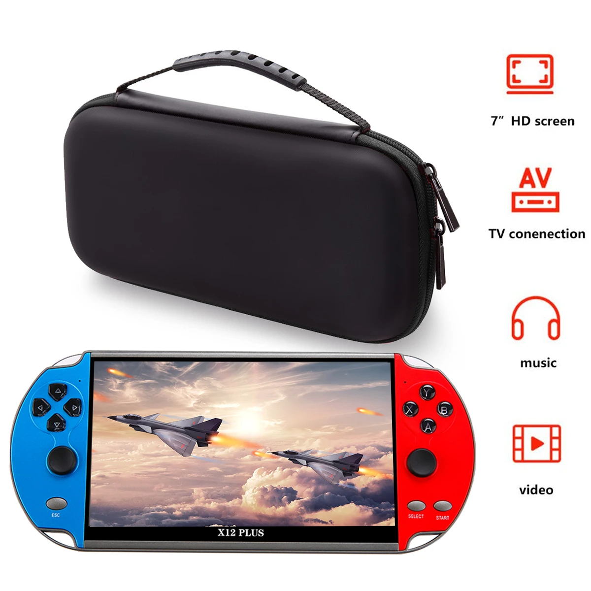 X12 Plus 7inch 16GB Game Console Double Rocker Handheld Game Player Retro Video Console Built in 10000 Games With Game Pack
X12 Plus 7inch 16GB Game Console Double Rocker Handheld Game Player Retro Video Console Built in 10000 Games With Game Pack