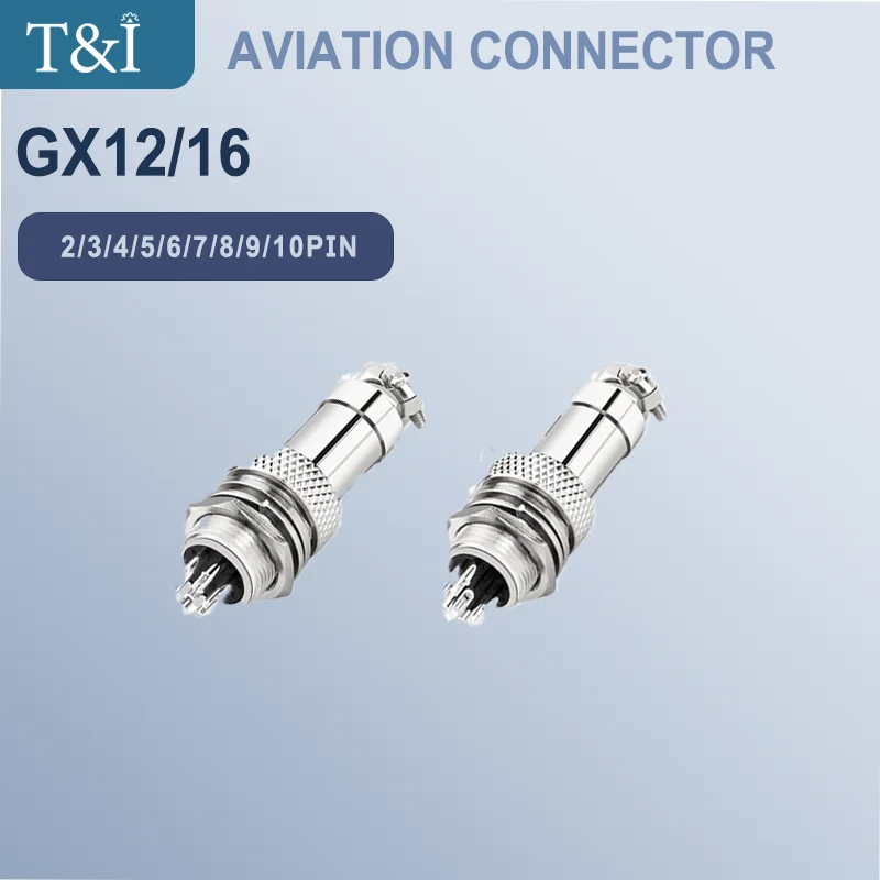 

T&I GX12 GX16 Male&Female Docking 2-3-4-5-6-7-8-9-10Pin Aviator Aviation Plug Socket Circular Connector Wire Panel