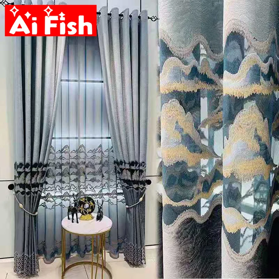 Chinese Chenille Embroidery Hollow Landscape Scenery Living Room Drapes Light Luxury Gray Blue Gauze Curtain For Bedroom Custom
Chinese Chenille Embroidery Hollow Landscape Scenery Living Room Drapes Light Luxury Gray Blue Gauze Curtain For Bedroom Custom