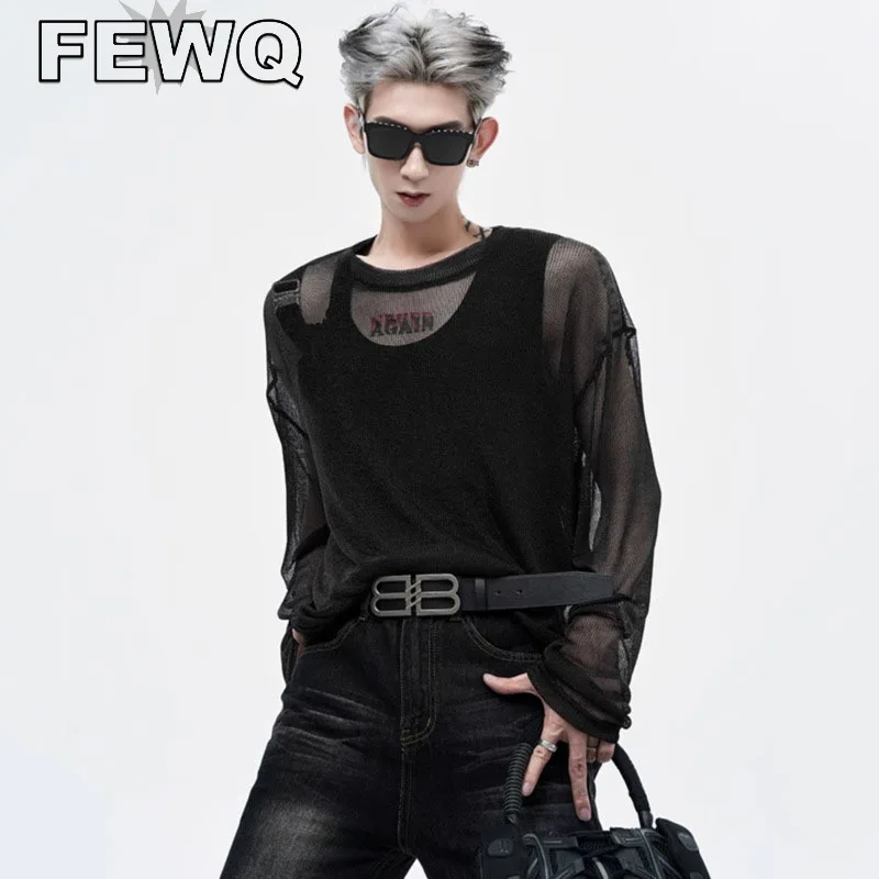 FEWQ Hollow Out Men's Long Sleeve T-shirts Mesh Transparent O-neck Male Korean Fashion Tee Casual 2023 Summer Chic Tops 24B3117
FEWQ Hollow Out Men's Long Sleeve T-shirts Mesh Transparent O-neck Male Korean Fashion Tee Casual 2023 Summer Chic Tops 24B3117