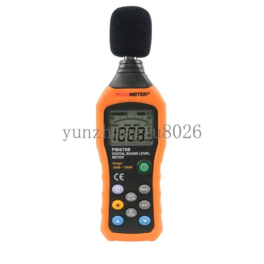 30-130 dB low price mini digital sound level meter PM6708 with data store
30-130 dB low price mini digital sound level meter PM6708 with data store