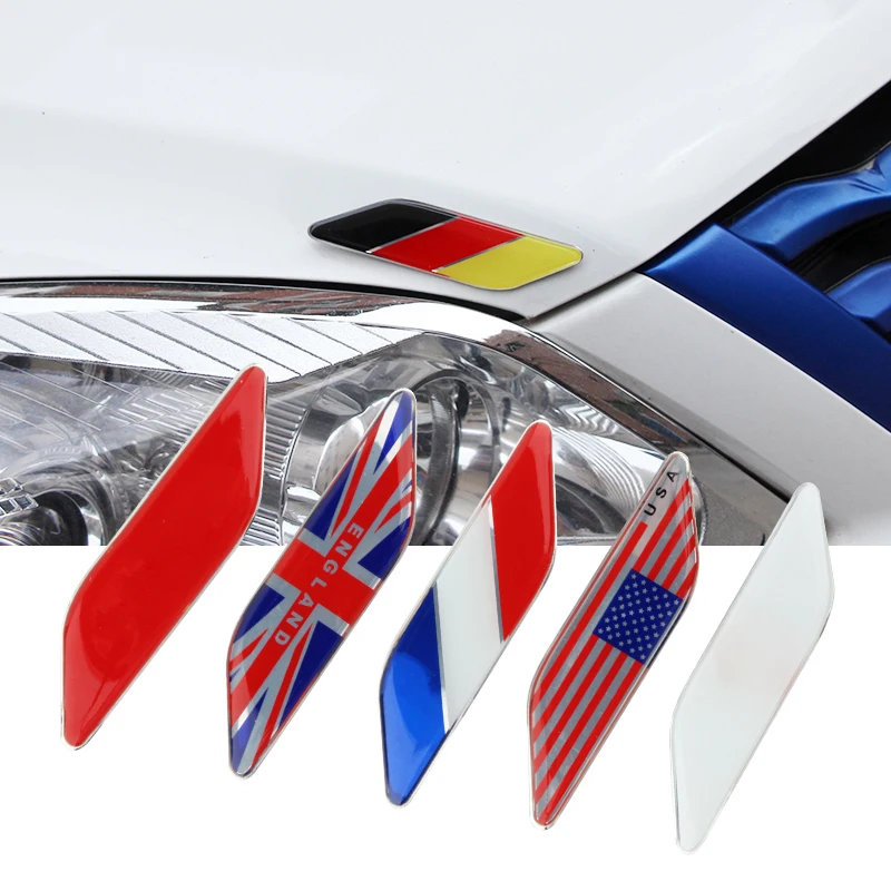 

1 Pair Car Styling 3D Italian France Russian USA Spanish Germany UK Flag Fender Emblem Badge Car StickersFor BMW BENZ TOYOTA VW