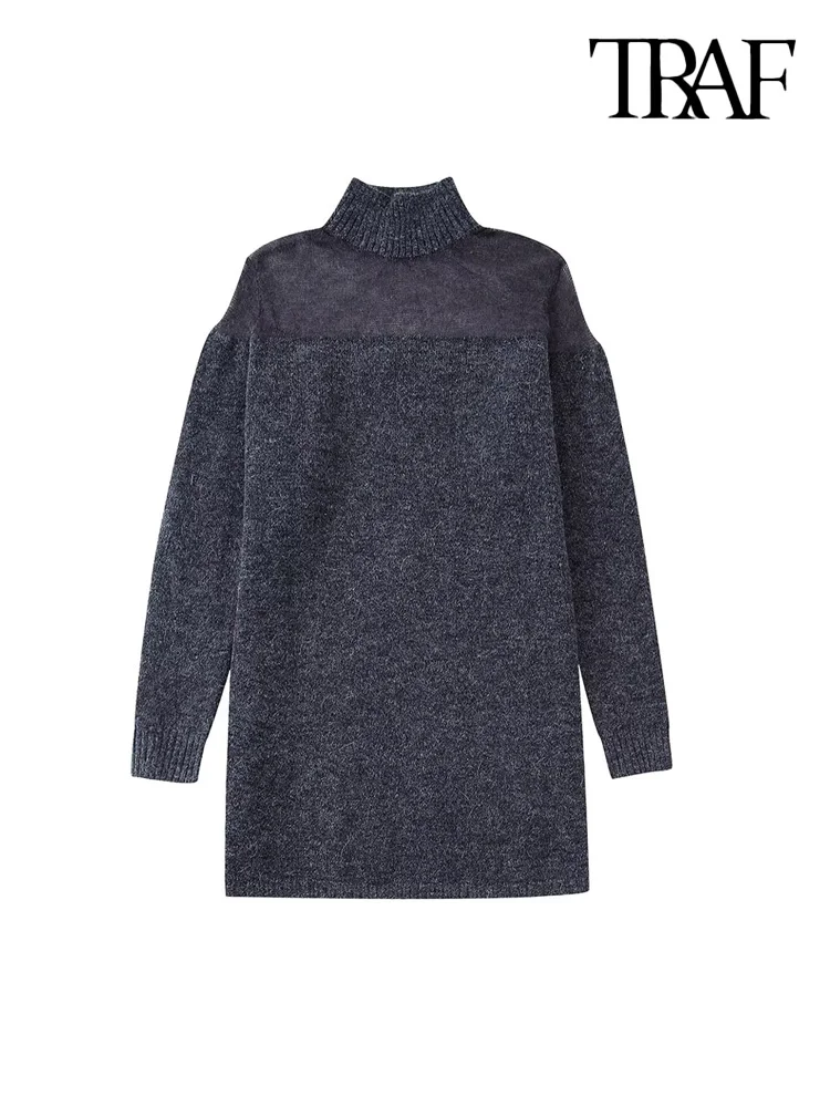 TRAF Women Fashion Semi-Sheer Detail Knit Mini Dress Vintage High Collar Long Sleeve Female Dresses Vestidos Mujer
TRAF Women Fashion Semi-Sheer Detail Knit Mini Dress Vintage High Collar Long Sleeve Female Dresses Vestidos Mujer